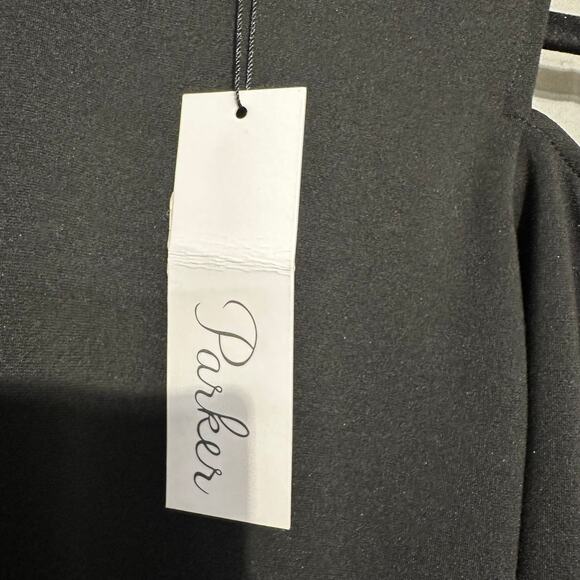 Parker Dress Small Black Mini Cold Shoulder Mini Party Stretch Long Sleeve LBD - Picture 5 of 12